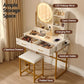 Dressing Table Vanity Desk Set Stool LED Charging Station - White