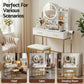 Dressing Table Vanity Desk Set Stool LED Charging Station - White