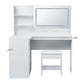 Dressing Table Corner Vanity Desk Set Stool LED Charging Station - White