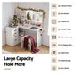 Dressing Table Corner Vanity Desk Set Stool LED Charging Station - White
