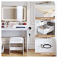 Dressing Table Corner Vanity Desk Set Stool LED Charging Station - White
