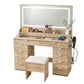 Dressing Table Makeup Vanity Desk Large LED Mirror 10 Drawers Power Outlet Hair Dryer Holder Hook Wood