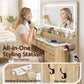 Dressing Table Makeup Vanity Desk Large LED Mirror 10 Drawers Power Outlet Hair Dryer Holder Hook Wood