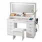 Dressing Table Makeup Vanity Desk Large LED Mirror 10 Drawers Power Outlet Hair Dryer Holder Hook White
