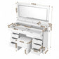 Dressing Table Makeup Vanity Desk Large LED Mirror 10 Drawers Power Outlet Hair Dryer Holder Hook White