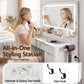 Dressing Table Makeup Vanity Desk Large LED Mirror 10 Drawers Power Outlet Hair Dryer Holder Hook White