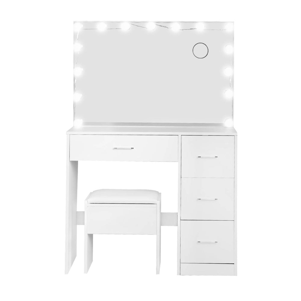 Dressing Table Set Stool 15 Led Bulbs - White