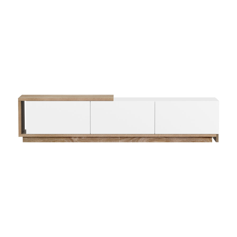 Neven TV Cabinet Entertainment Unit Stand Extendable - White and Oak