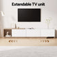 Neven TV Cabinet Entertainment Unit Stand Extendable - White and Oak