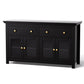 Winslow Buffet Sideboard Storage Cabinet Kitchen Cupboard Clear Door Drawer - Black