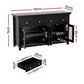Winslow Buffet Sideboard Storage Cabinet Kitchen Cupboard Clear Door Drawer - Black