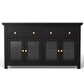 Winslow Buffet Sideboard Storage Cabinet Kitchen Cupboard Clear Door Drawer - Black