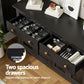 Winslow Buffet Sideboard Storage Cabinet Kitchen Cupboard Clear Door Drawer - Black