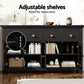 Winslow Buffet Sideboard Storage Cabinet Kitchen Cupboard Clear Door Drawer - Black