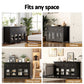 Winslow Buffet Sideboard Storage Cabinet Kitchen Cupboard Clear Door Drawer - Black