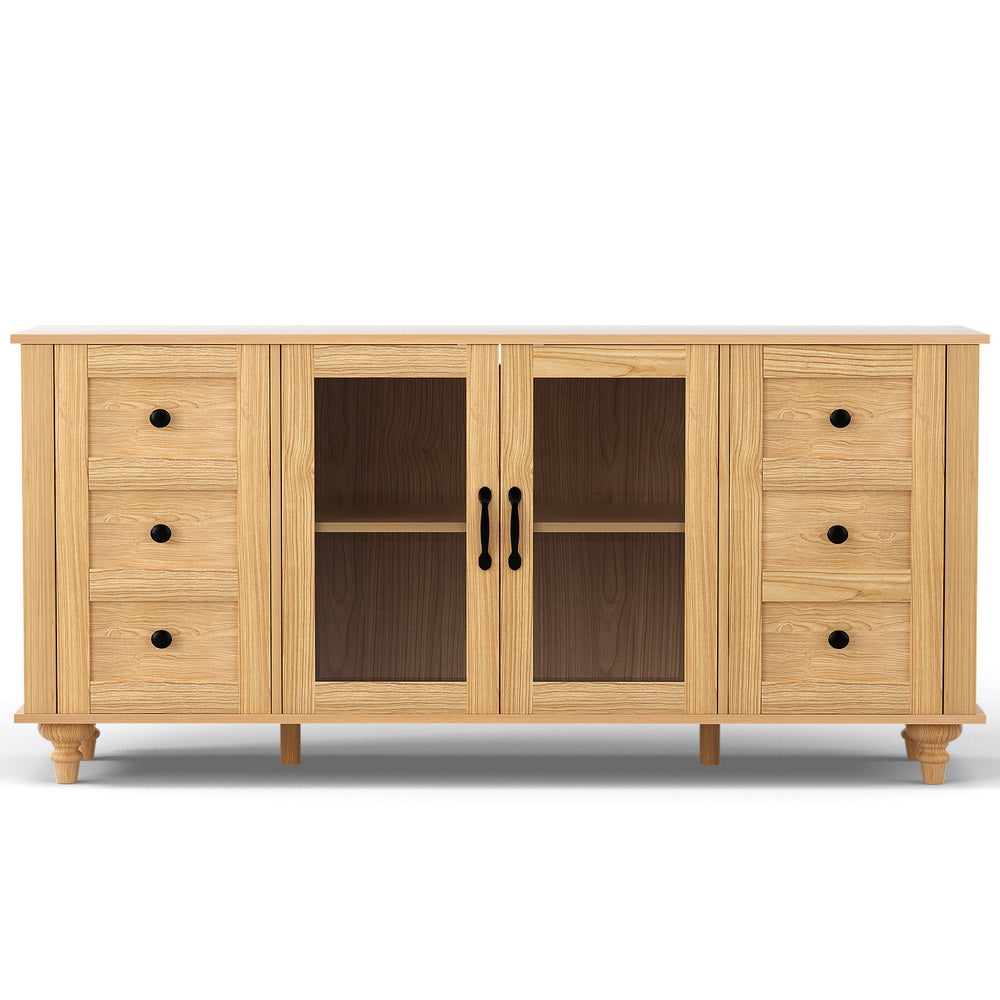 Waylon Buffet Sideboard Storage Cabinet Kitchen Cupboard Faux Drawer 150CM - Pine