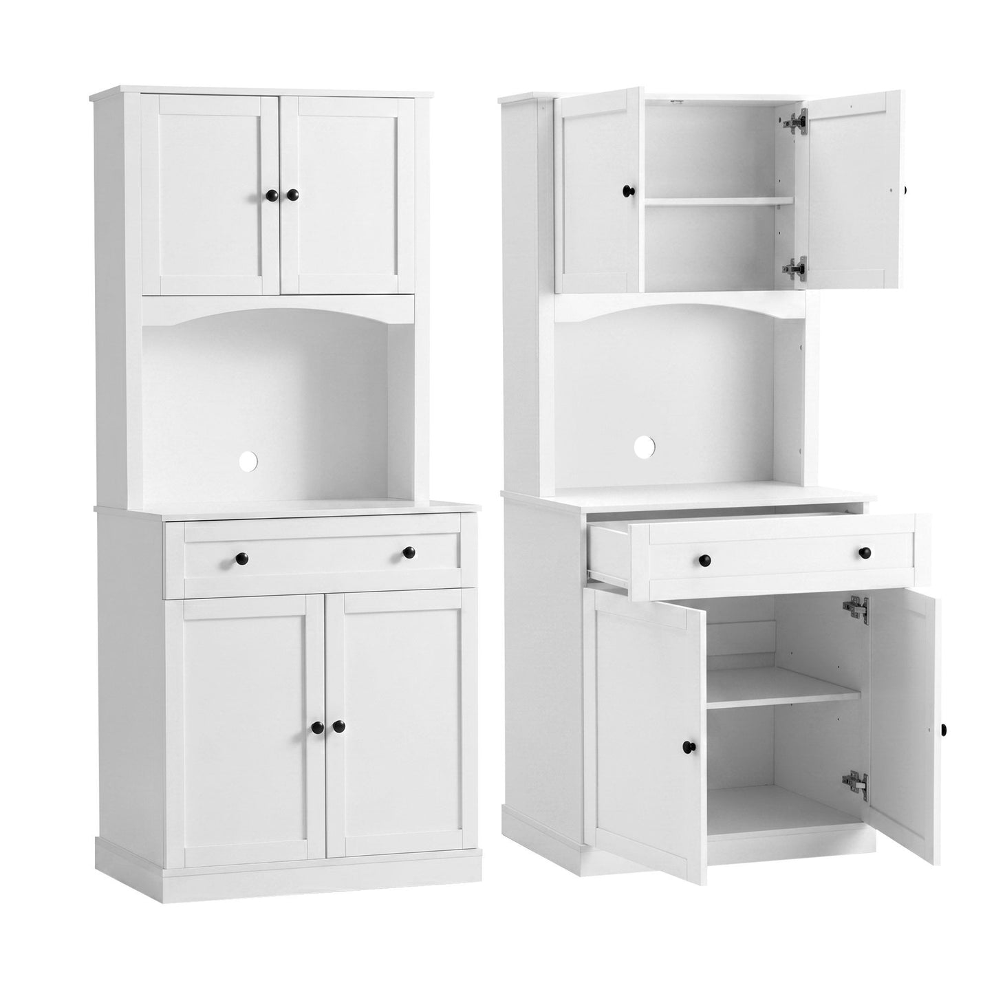Set of 2 Cyprian Buffet Sideboard Hutch Pantry Cabinet Kitchen Storage - White