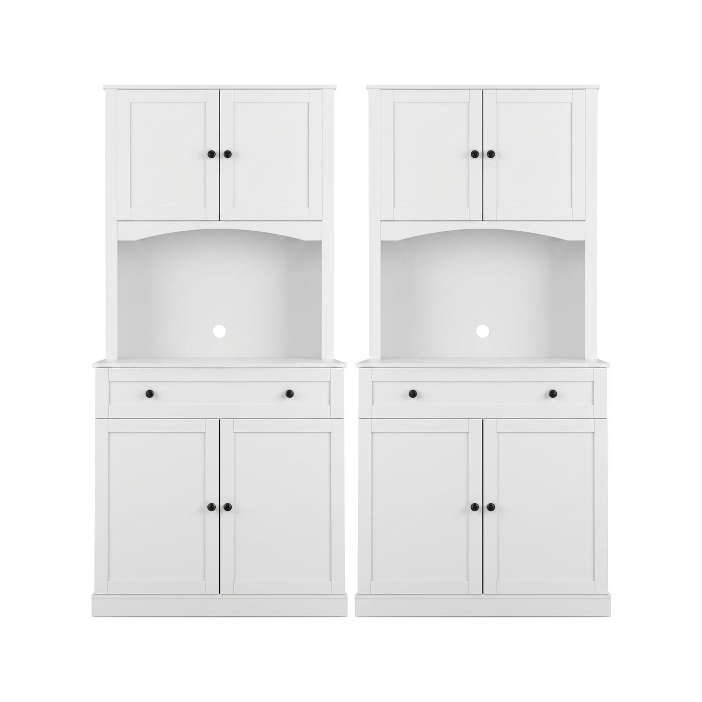 Set of 2 Cyprian Buffet Sideboard Hutch Pantry Cabinet Kitchen Storage - White