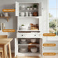Set of 2 Cyprian Buffet Sideboard Hutch Pantry Cabinet Kitchen Storage - White