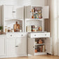 Set of 2 Cyprian Buffet Sideboard Hutch Pantry Cabinet Kitchen Storage - White