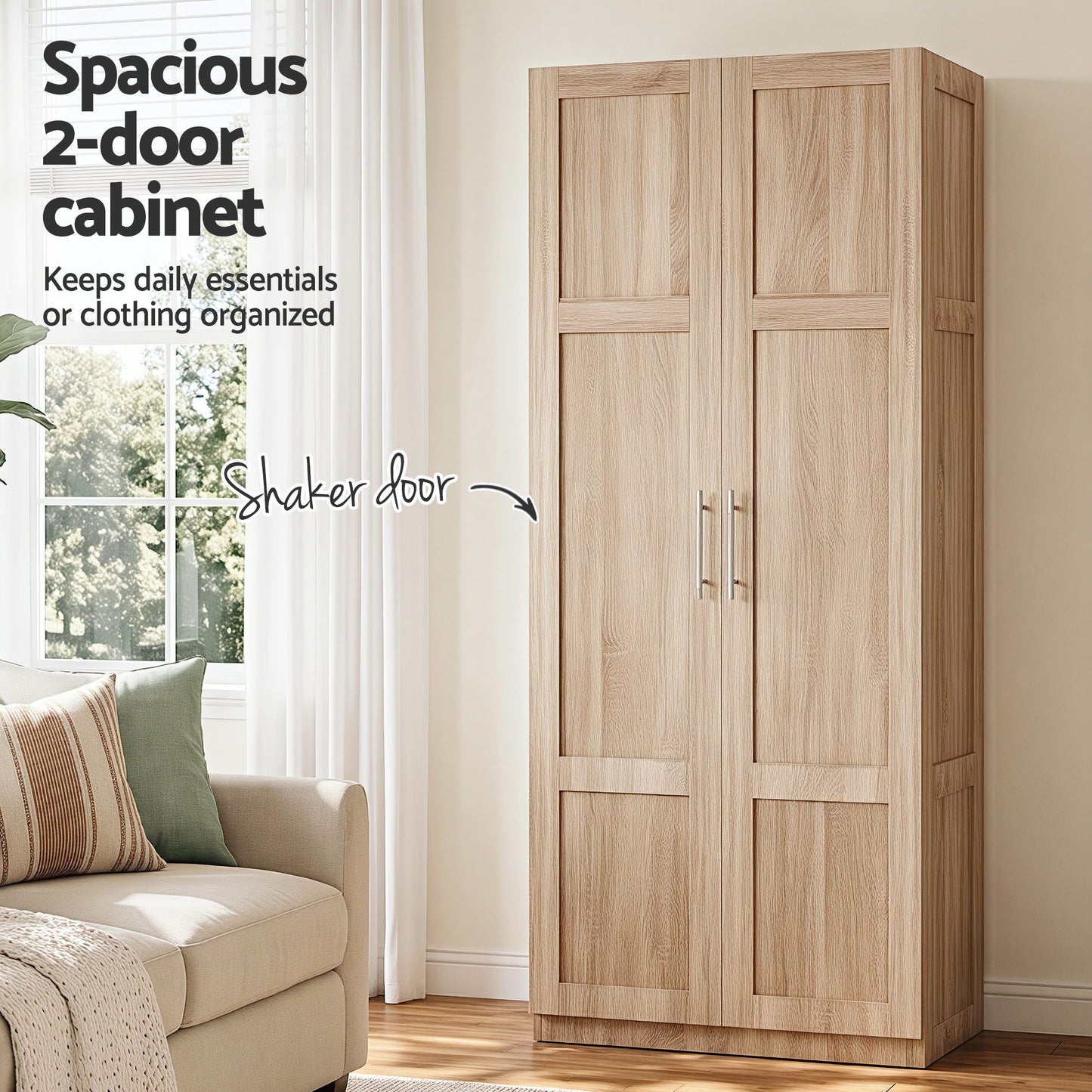 Set of 2 Brogan Buffet Sideboard Cabinet Pantry Hutch Kitchen Storage Organiser - Pine