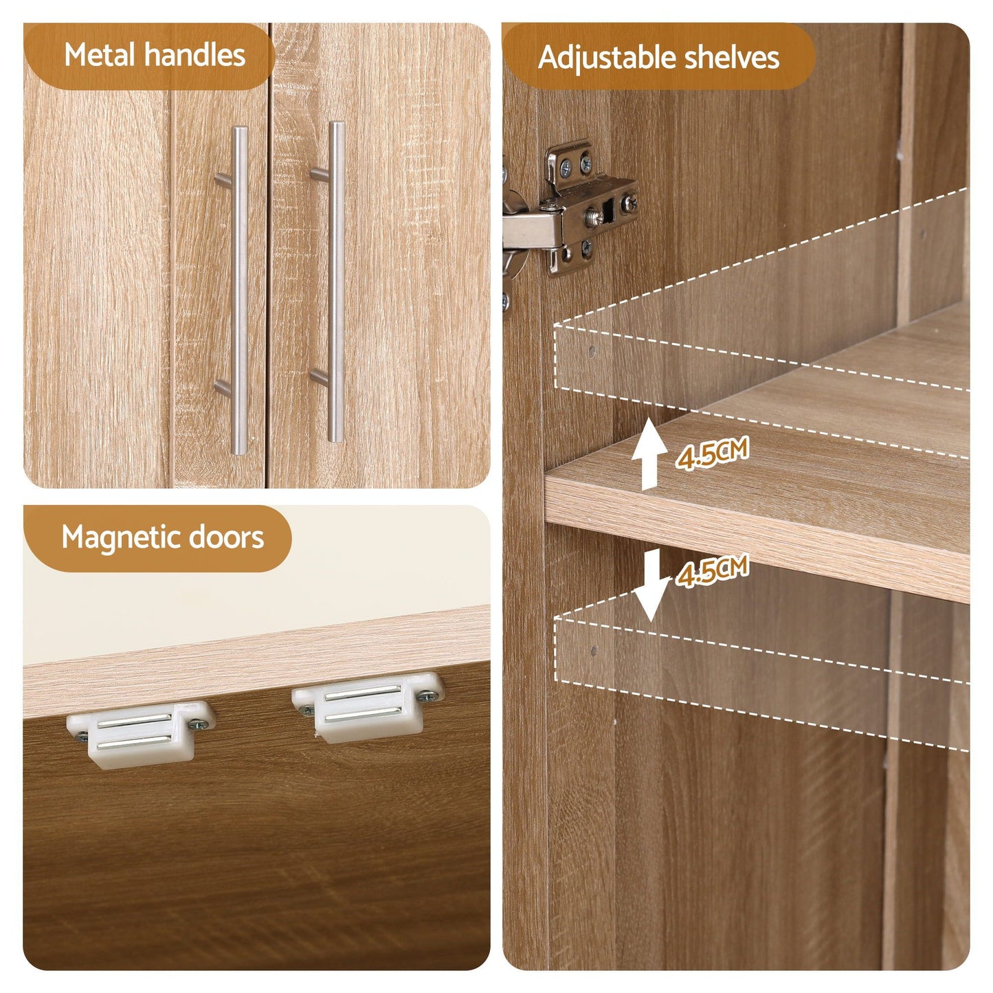 Set of 2 Brogan Buffet Sideboard Cabinet Pantry Hutch Kitchen Storage Organiser - Pine