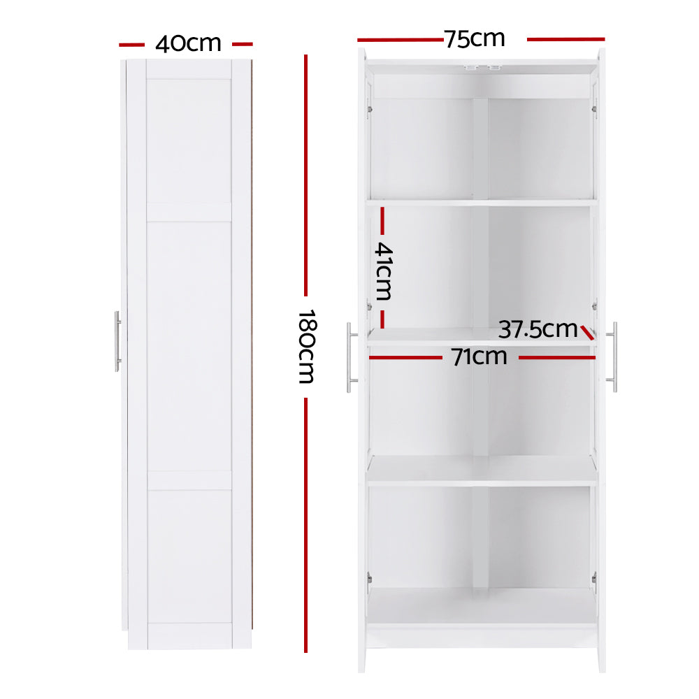 2 Door Buffet Sideboard Cupboard Cabinet Pantry - White