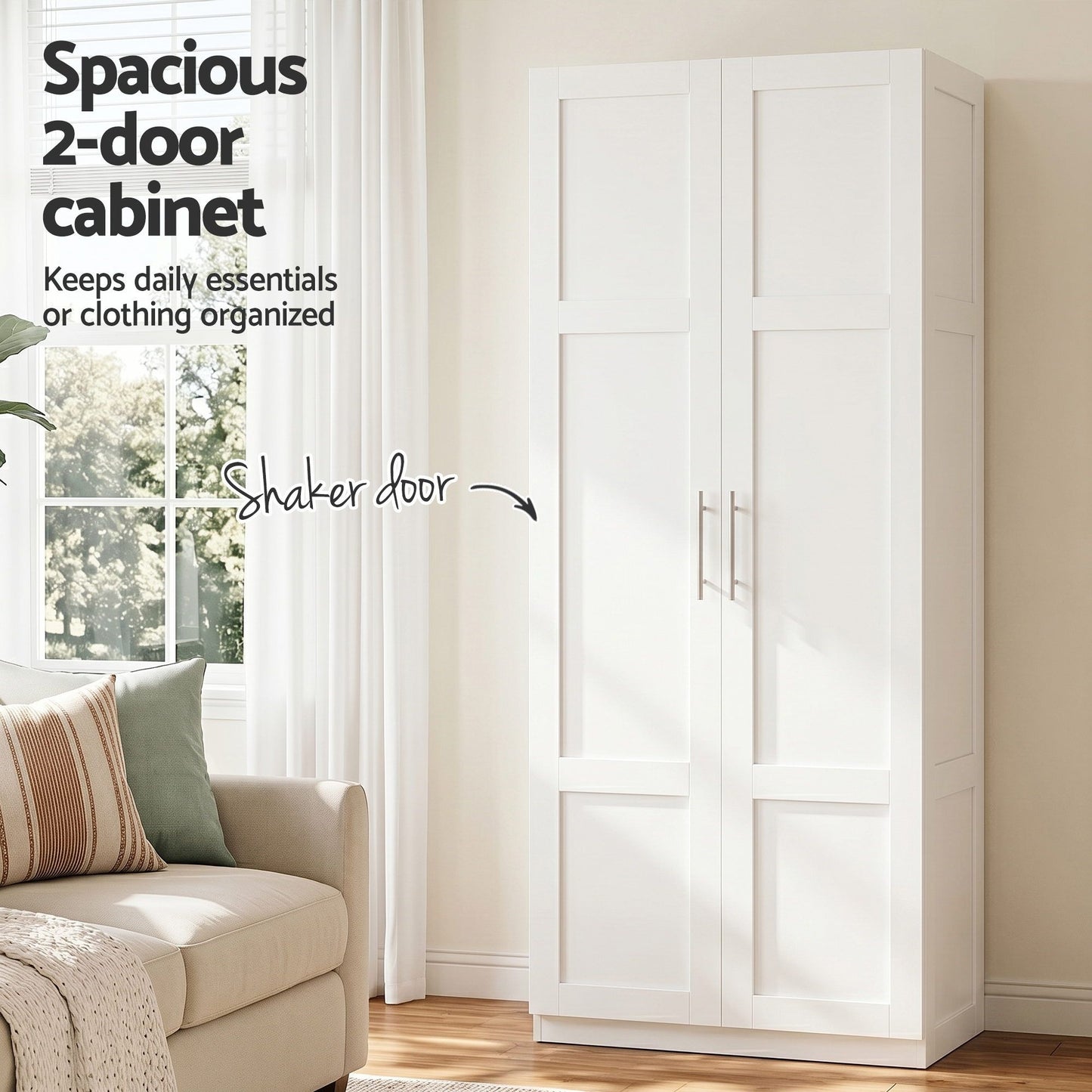 Set of 2 Brogan Buffet Sideboard Cabinet Pantry Hutch Kitchen Storage Organiser - White