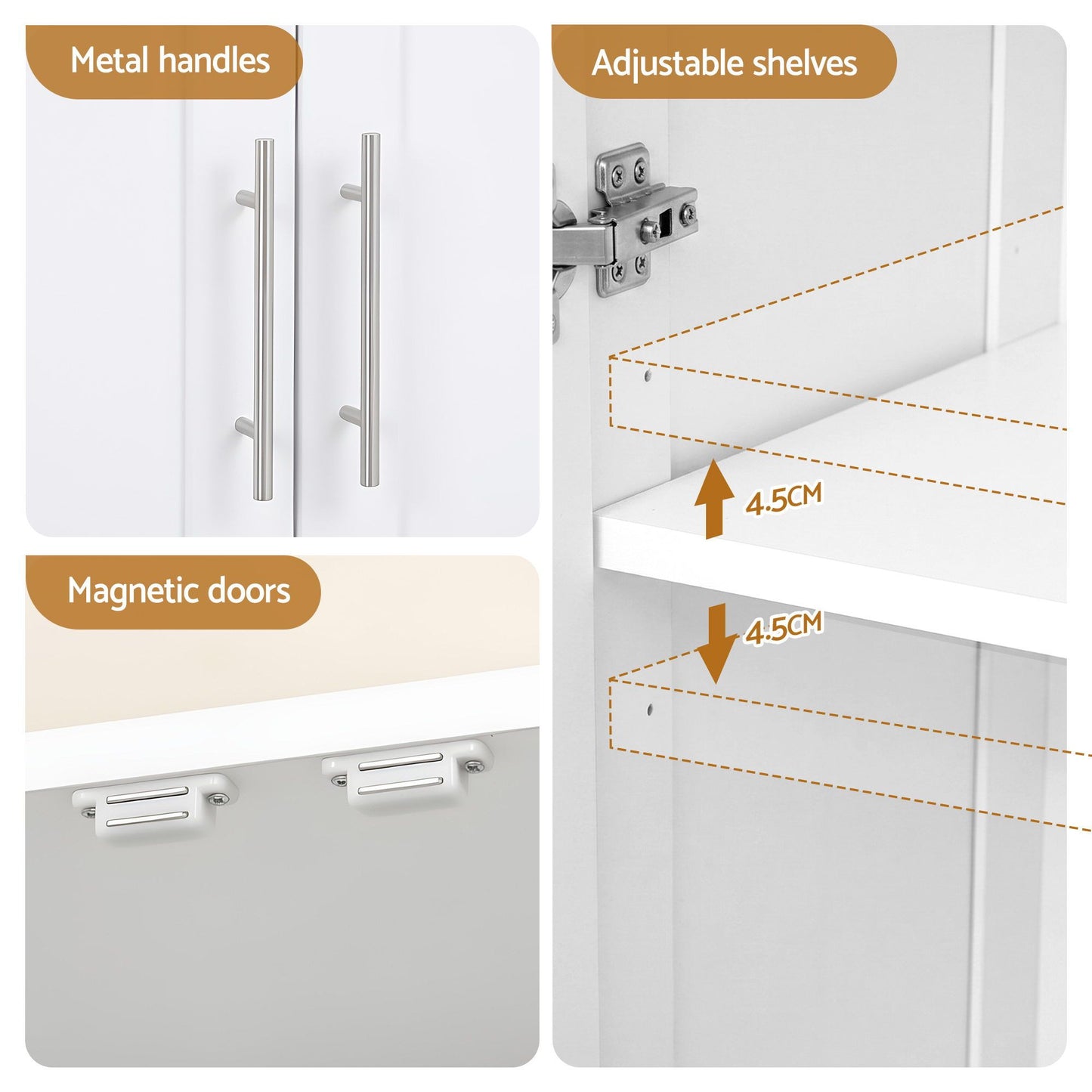 Set of 2 Brogan Buffet Sideboard Cabinet Pantry Hutch Kitchen Storage Organiser - White