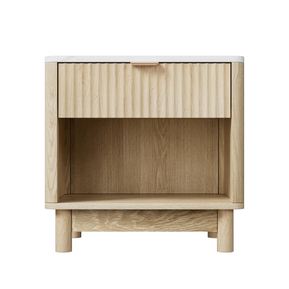 Elio Bedside Tables Nightstand 1 Drawer Shelves - Pine