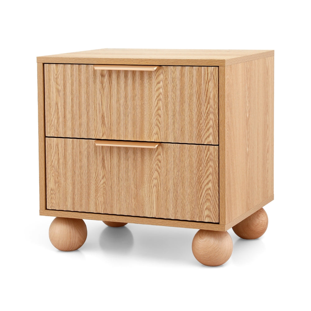 Elio Bedside Tables Rattan with 2 Drawers - Pine