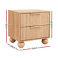 Elio Bedside Tables Rattan with 2 Drawers - Pine