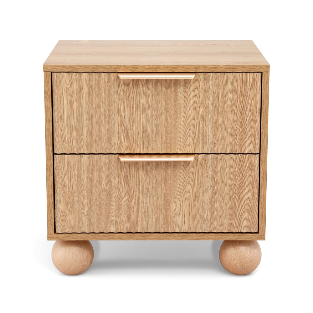 Elio Bedside Tables Rattan with 2 Drawers - Pine