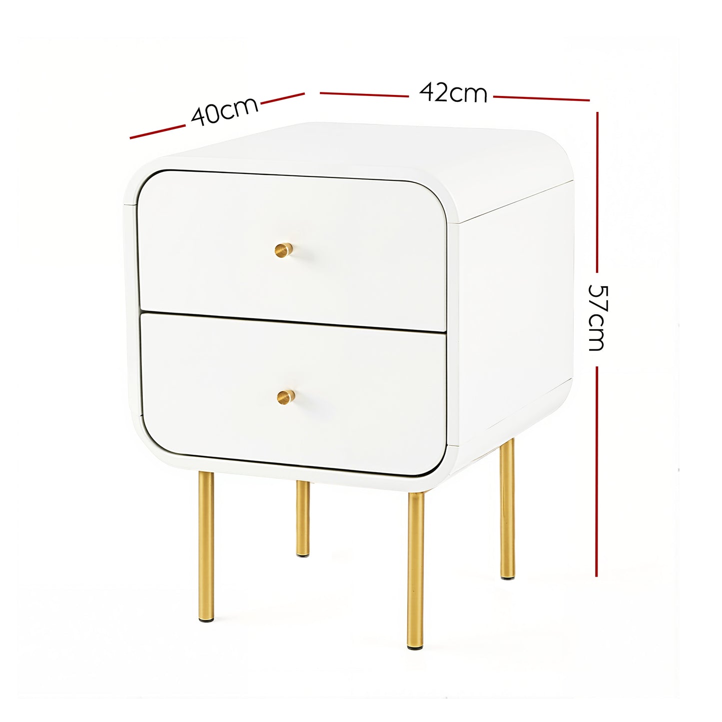 Skye Bedside Tables Side End Table Nightstand with 2 Drawers - White