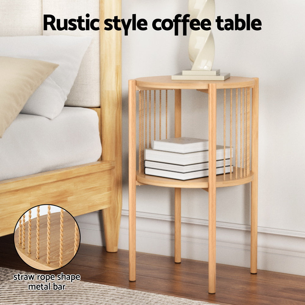 Ithara Coffee Table 2-Tier Round Wood