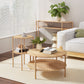Iolani Set of 2 End Tables Coffee Table 2-Tier Round Wood