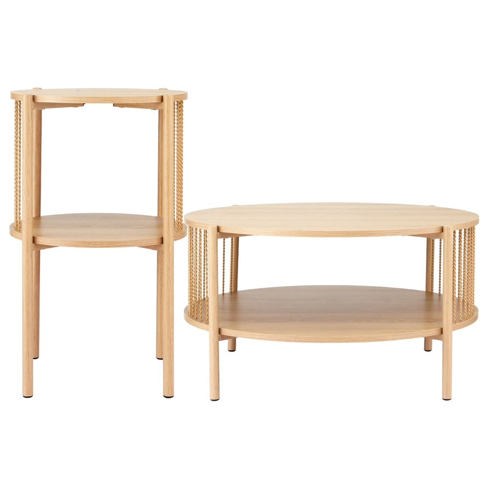 Ithara Coffee Table 2-Tier Round Wood