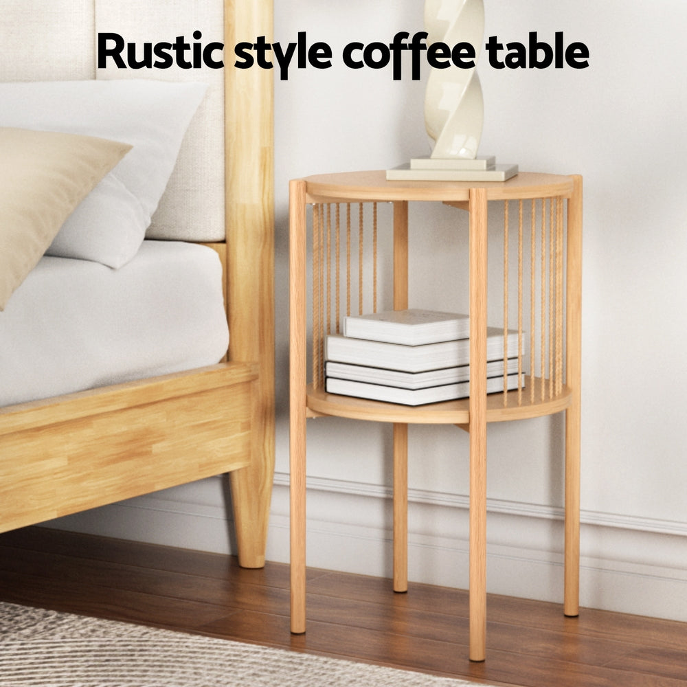 Ithara Coffee Table 2-Tier Round Wood