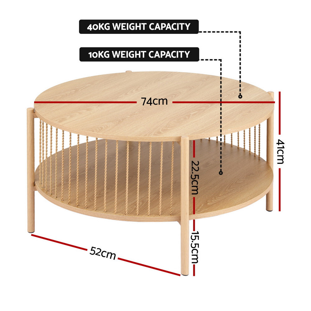 Ithara Coffee Table 2-Tier Round Wood