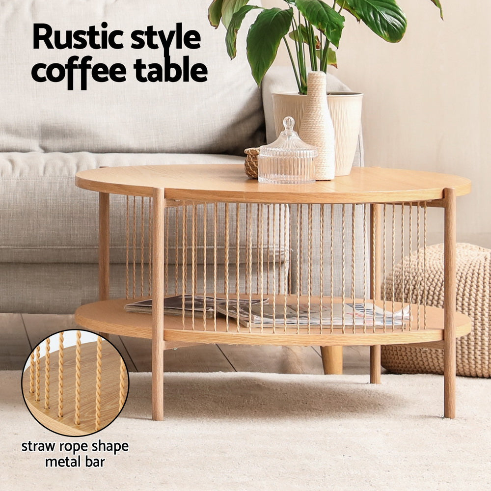 Ithara Coffee Table 2-Tier Round Wood