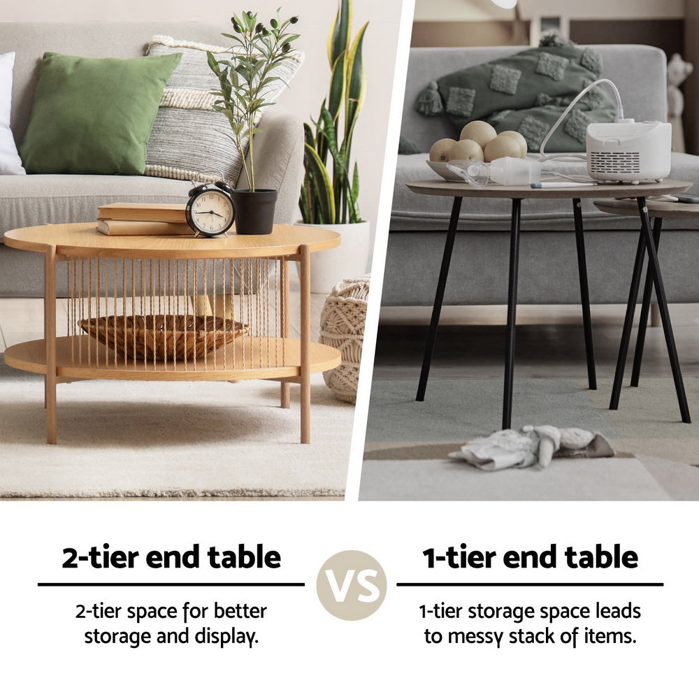 Ithara Coffee Table 2-Tier Round Wood