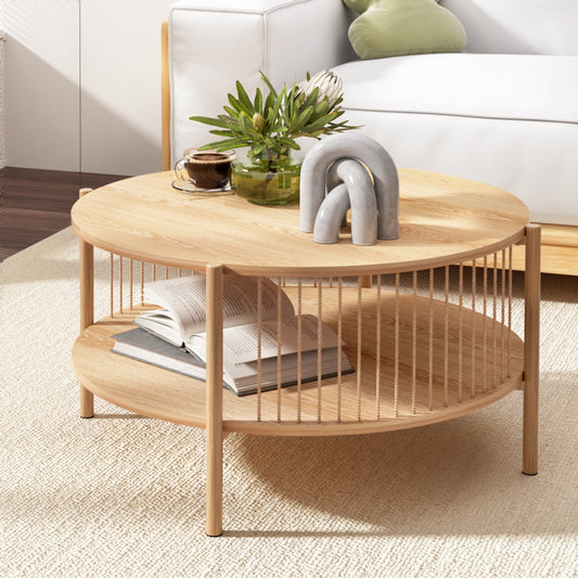 Ithara Coffee Table 2-Tier Round Wood