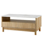 Ionian Coffee Table Drawer Shelf Marble Effect Wood&White