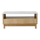 Ionian Coffee Table Drawer Shelf Marble Effect Wood&White