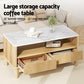 Ionian Coffee Table Drawer Shelf Marble Effect Wood&White