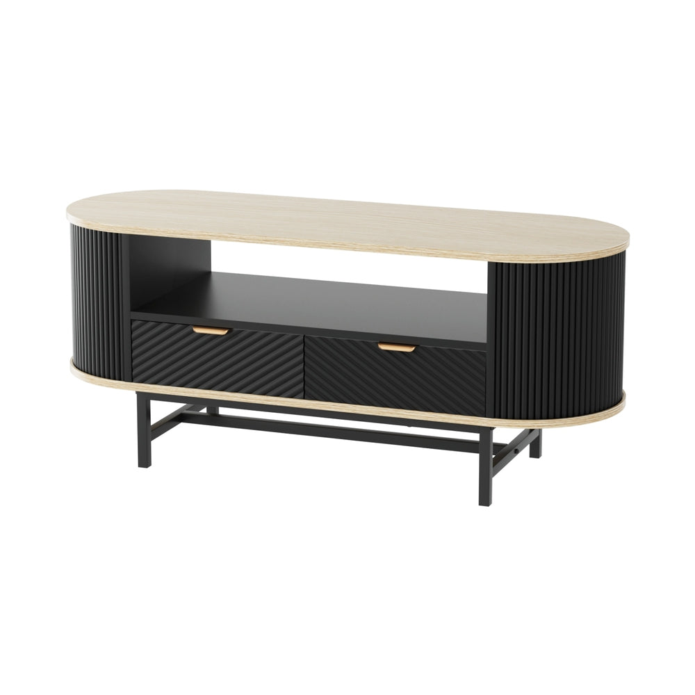 Ismene Coffee Table Drawer Shelf Wood&Black