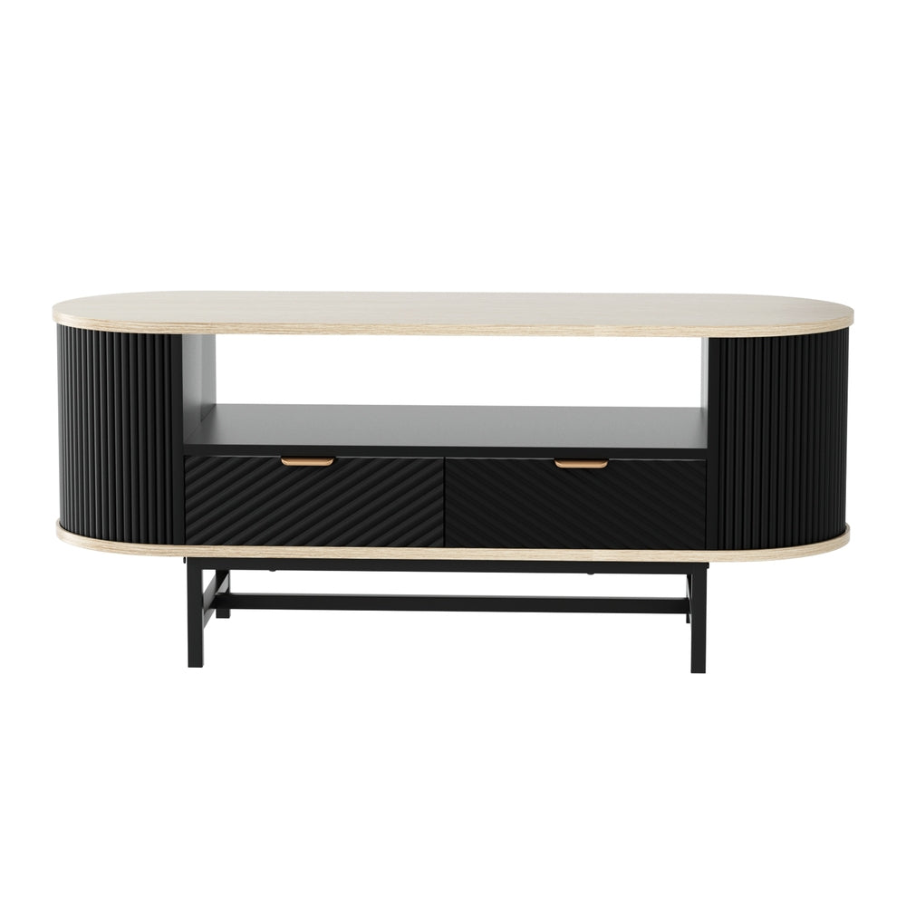 Ismene Coffee Table Drawer Shelf Wood&Black