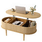 Ioakim Coffee Table 100cm Lift Top Fluted Centre Table with Hidden Storage Oval - Natural Wood
