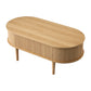 Ioakim Coffee Table 100cm Lift Top Fluted Centre Table with Hidden Storage Oval - Natural Wood
