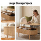 Ioakim Coffee Table 100cm Lift Top Fluted Centre Table with Hidden Storage Oval - Natural Wood